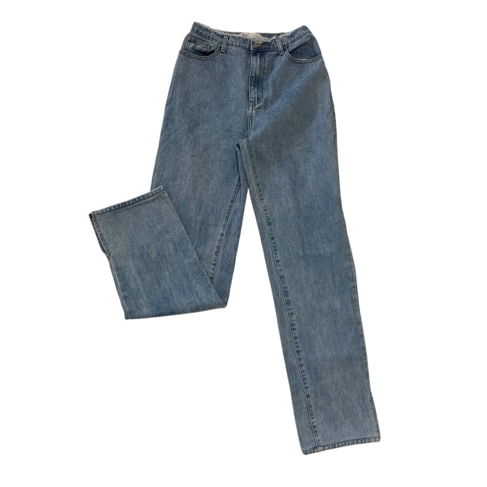 Zara High Frayed Waist Straight Leg Split Hem Jeans‎ Size 10 Tall